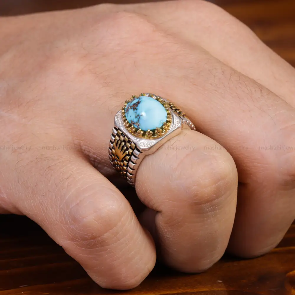 انگشتر فیروزه شجری مردانه کد 15930