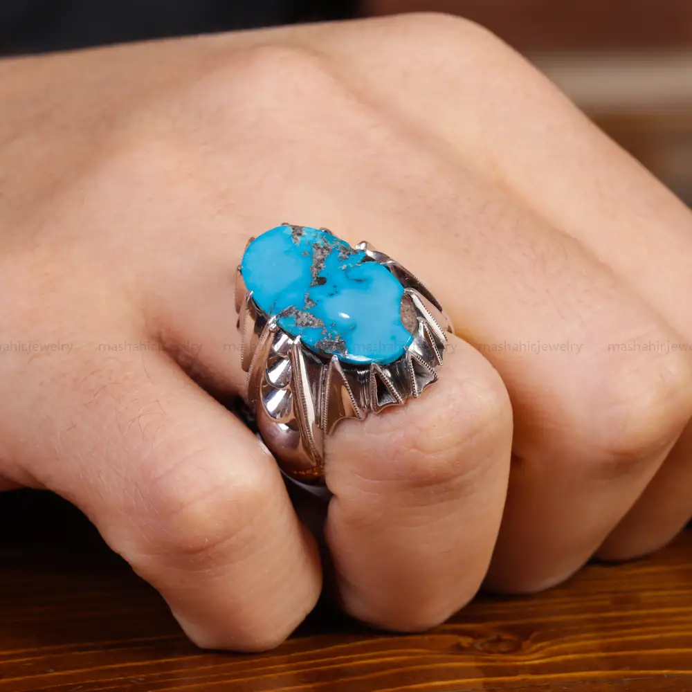 انگشتر فیروزه شجری مردانه کد 15958