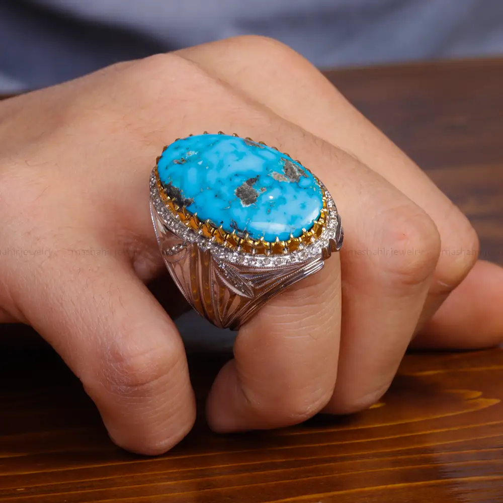 انگشتر فیروزه شجری مردانه کد 16076