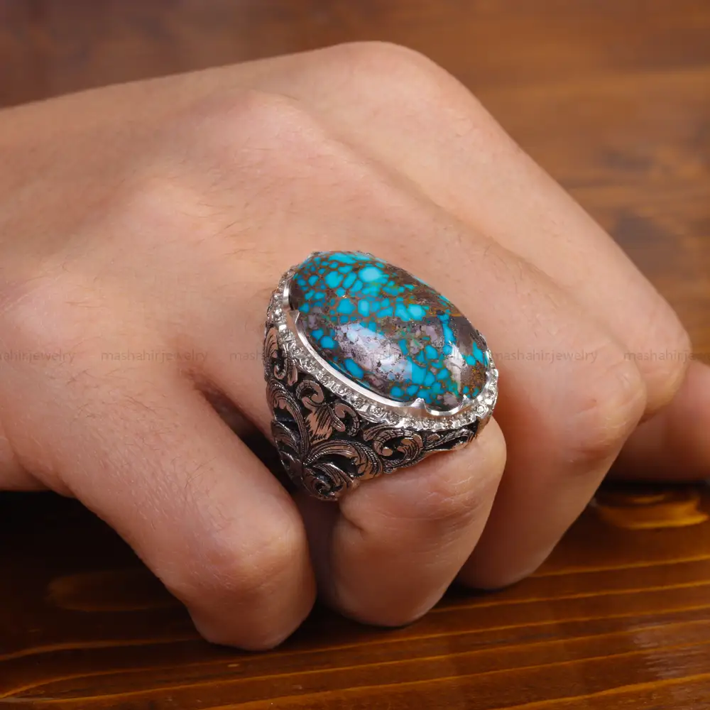 انگشتر فیروزه شجری مردانه کد 16086