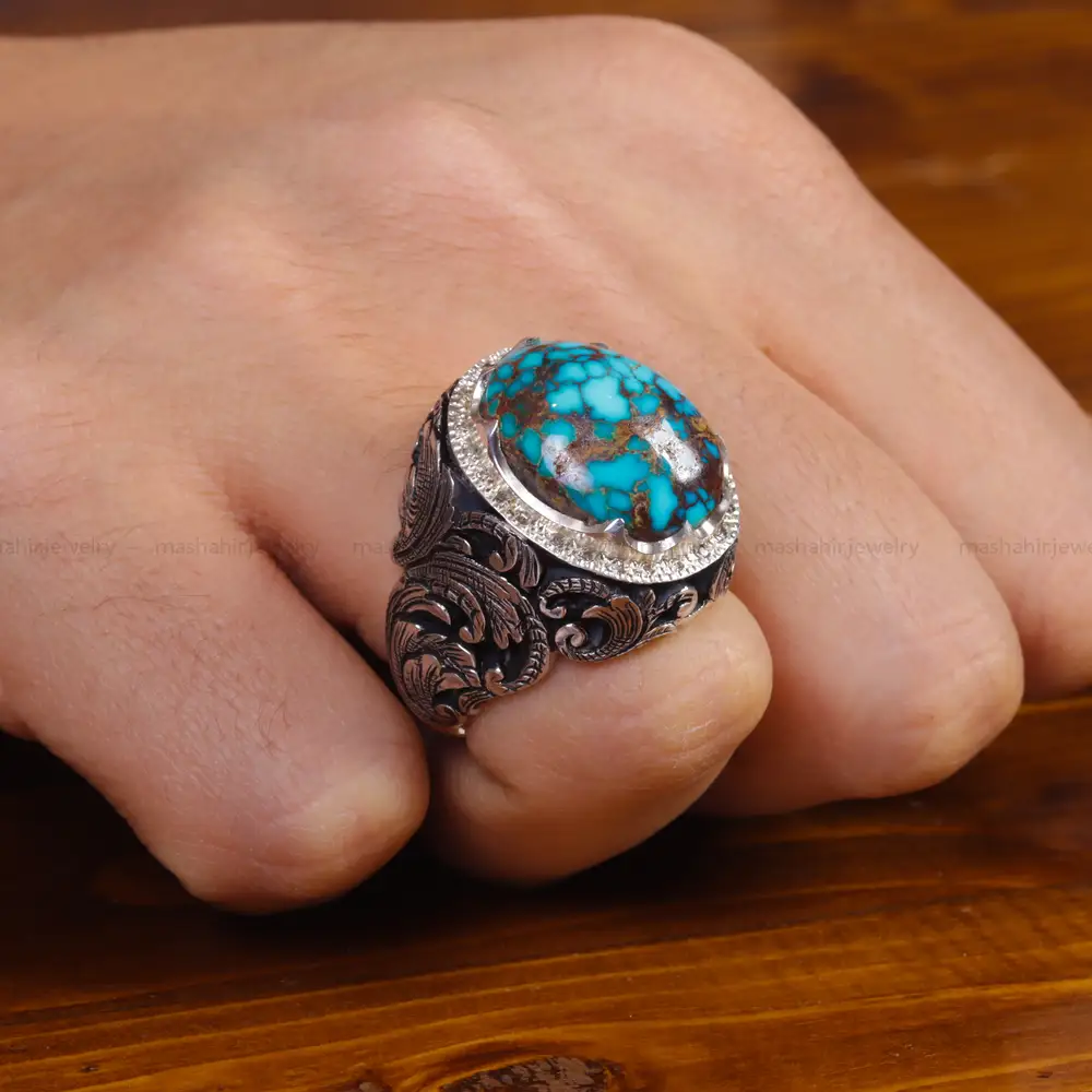 انگشتر فیروزه شجری مردانه کد 16091