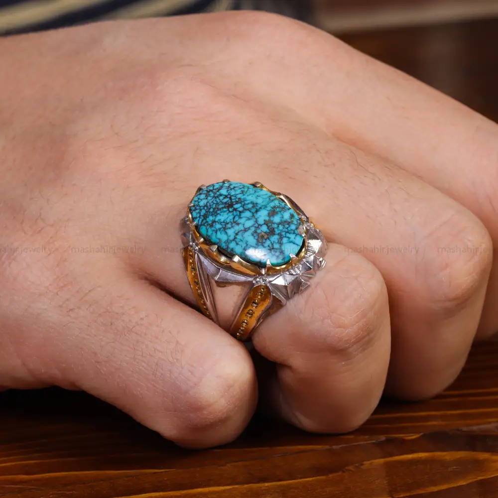 انگشتر فیروزه شجری مردانه کد 16220