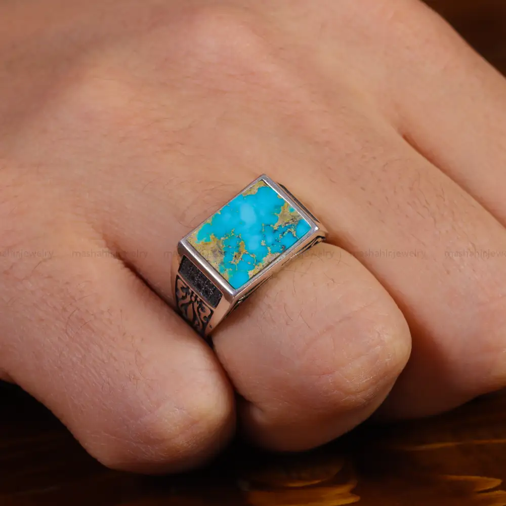 انگشتر فیروزه شجری مردانه کد 16328