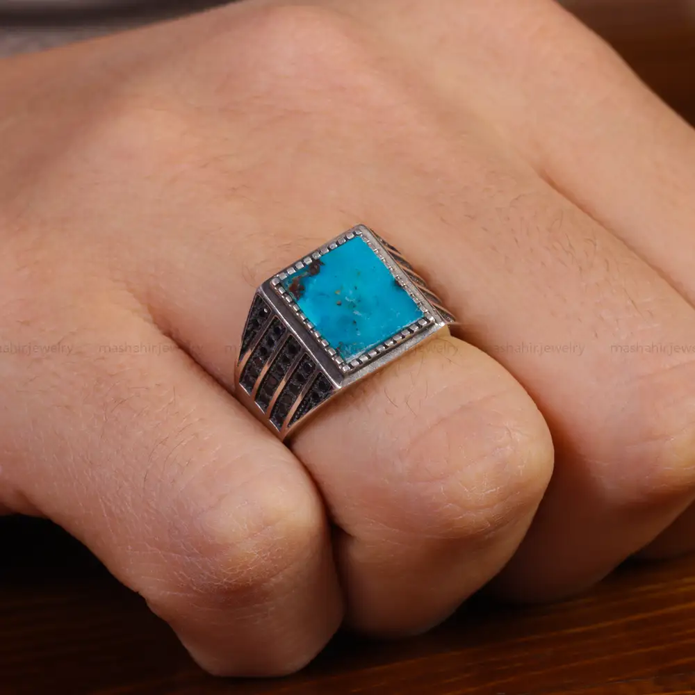 انگشتر فیروزه شجری مردانه کد 16329