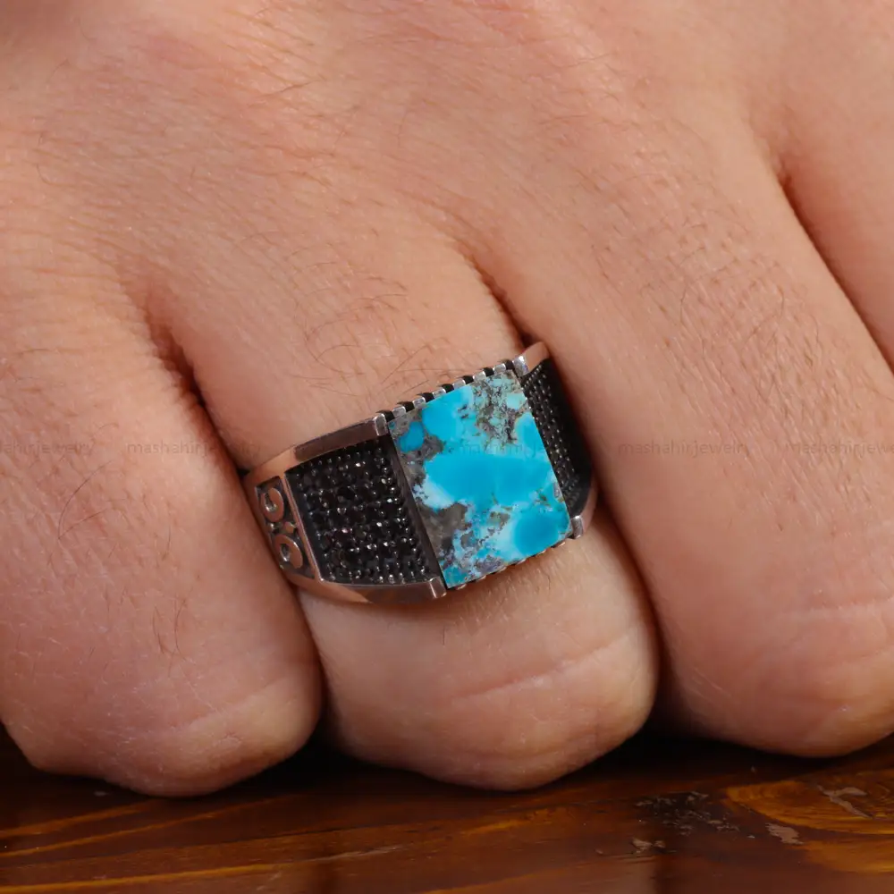 انگشتر فیروزه شجری مردانه کد 16333