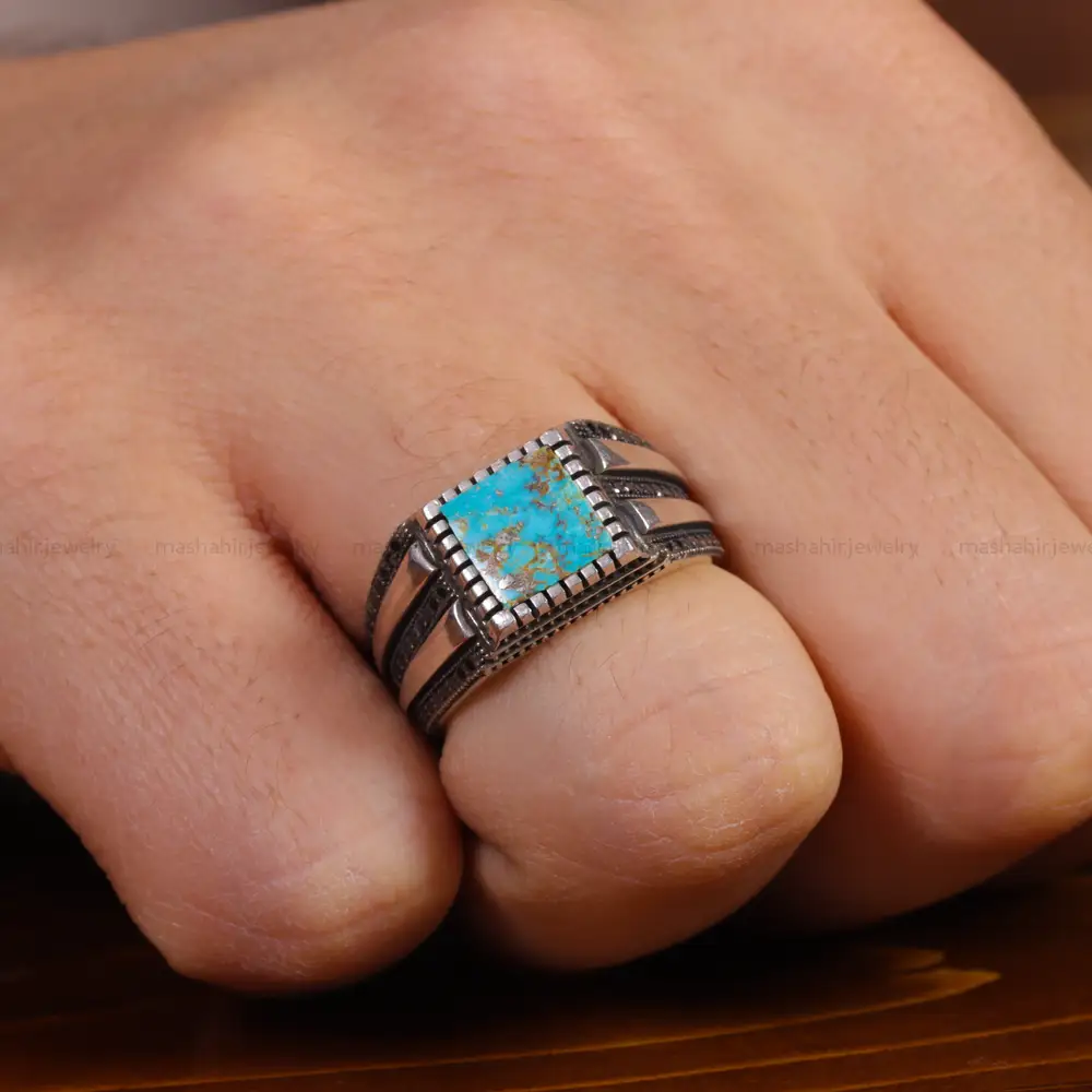 انگشتر فیروزه شجری مردانه کد 16336