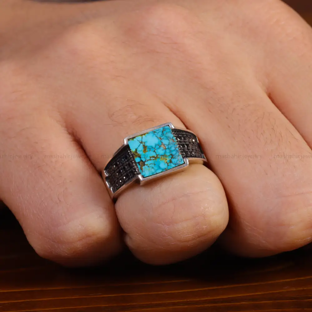انگشتر فیروزه شجری مردانه کد 16337