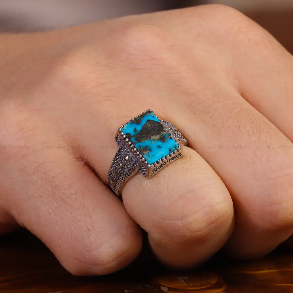 انگشتر فیروزه شجری مردانه کد 16339