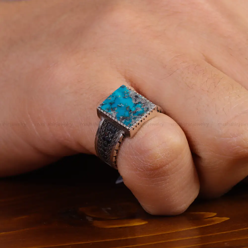 انگشتر فیروزه شجری مردانه کد 16343