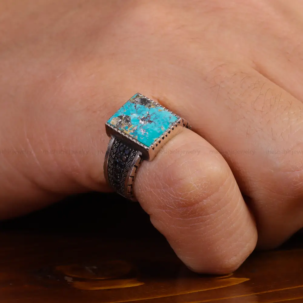 انگشتر فیروزه شجری مردانه کد 16365