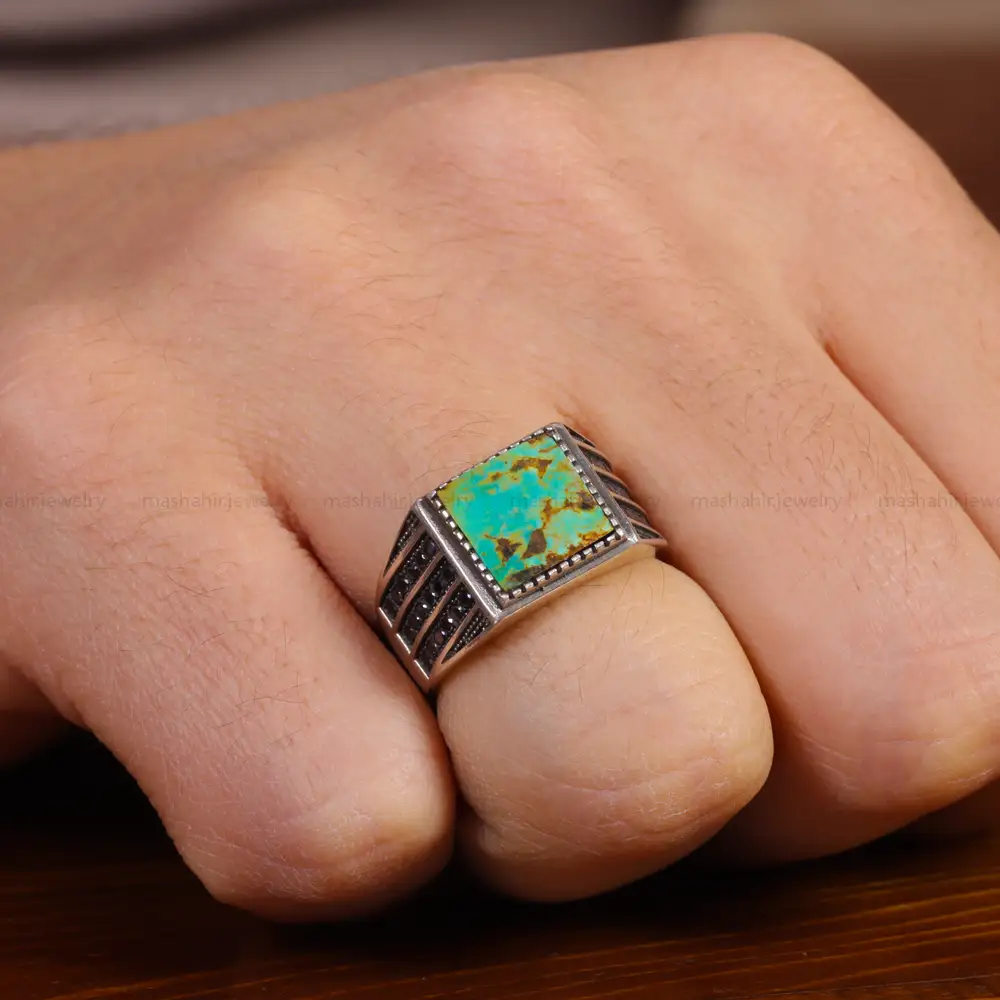 انگشتر فیروزه شجری مردانه کد 16377