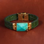دستبند چرم فیروزه کد 16746