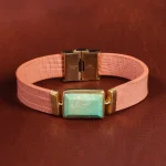 دستبند چرم فیروزه کد 16748