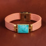 دستبند چرم فیروزه کد 16750