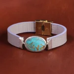 دستبند چرم فیروزه کد 16754