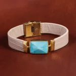 دستبند چرم فیروزه کد 16757