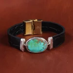 دستبند چرم فیروزه کد 16759