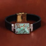 دستبند چرم فیروزه کد 16760