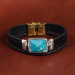 دستبند چرم فیروزه کد 16764