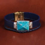 دستبند چرم فیروزه کد 16765