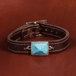 دستبند چرم فیروزه کد 16766