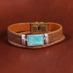 دستبند چرم فیروزه کد 16767