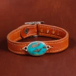 دستبند چرم فیروزه کد 16777