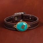 دستبند چرم فیروزه کد 16780