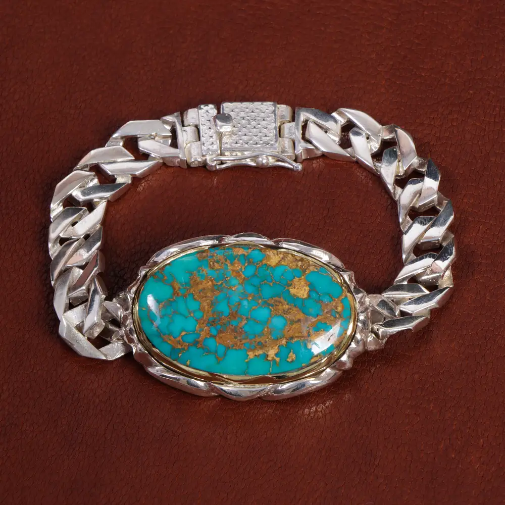 دستبند فیروزه مردانه کد 16788