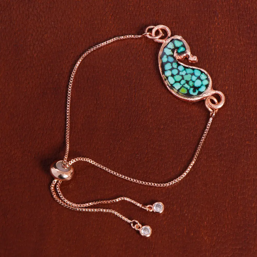 دستبند مسی فیروزه کوب کد 16879