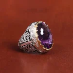 انگشتر آمیتیست مردانه کد 16907