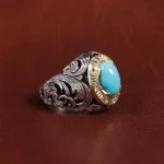 انگشتر فیروزه عجمی مردانه کد 16916