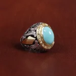 انگشتر فیروزه عجمی مردانه کد 16919