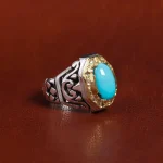 انگشتر فیروزه عجمی مردانه کد 16922