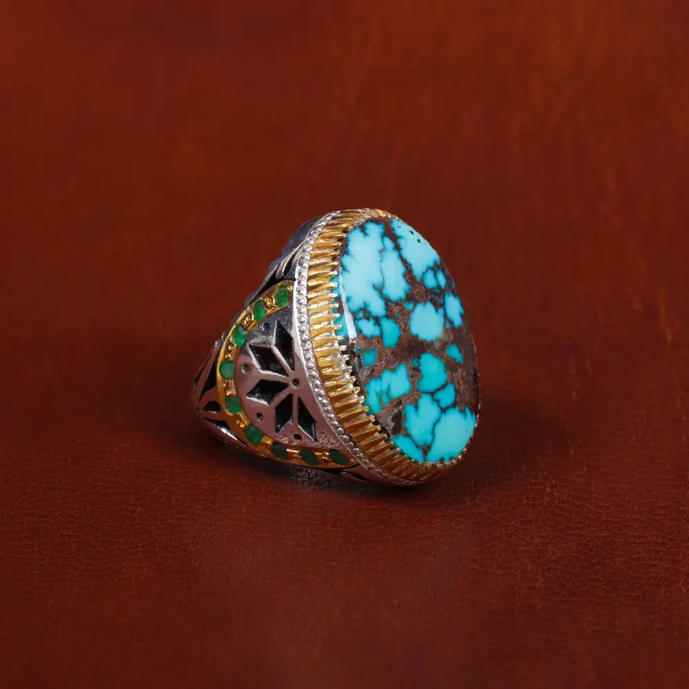 انگشتر فیروزه شجری مردانه کد 17022