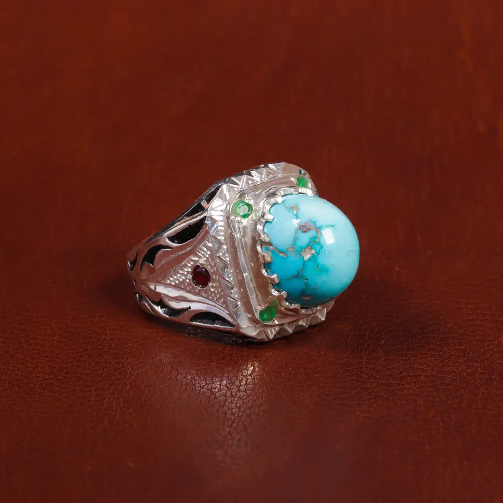 انگشتر فیروزه شجری مردانه کد 17026