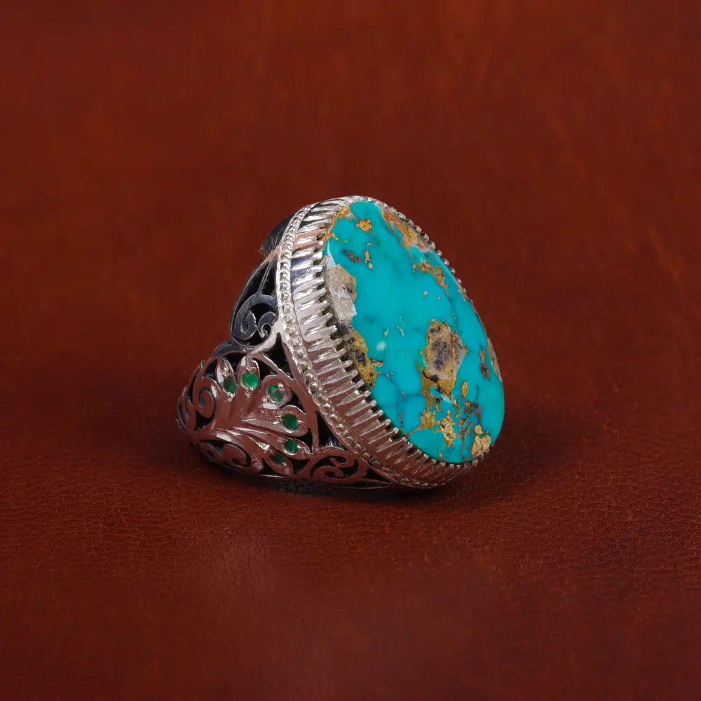 انگشتر فیروزه شجری مردانه کد 17035