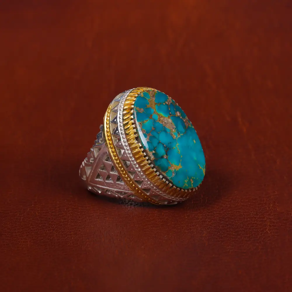 انگشتر فیروزه شجری مردانه کد 17037