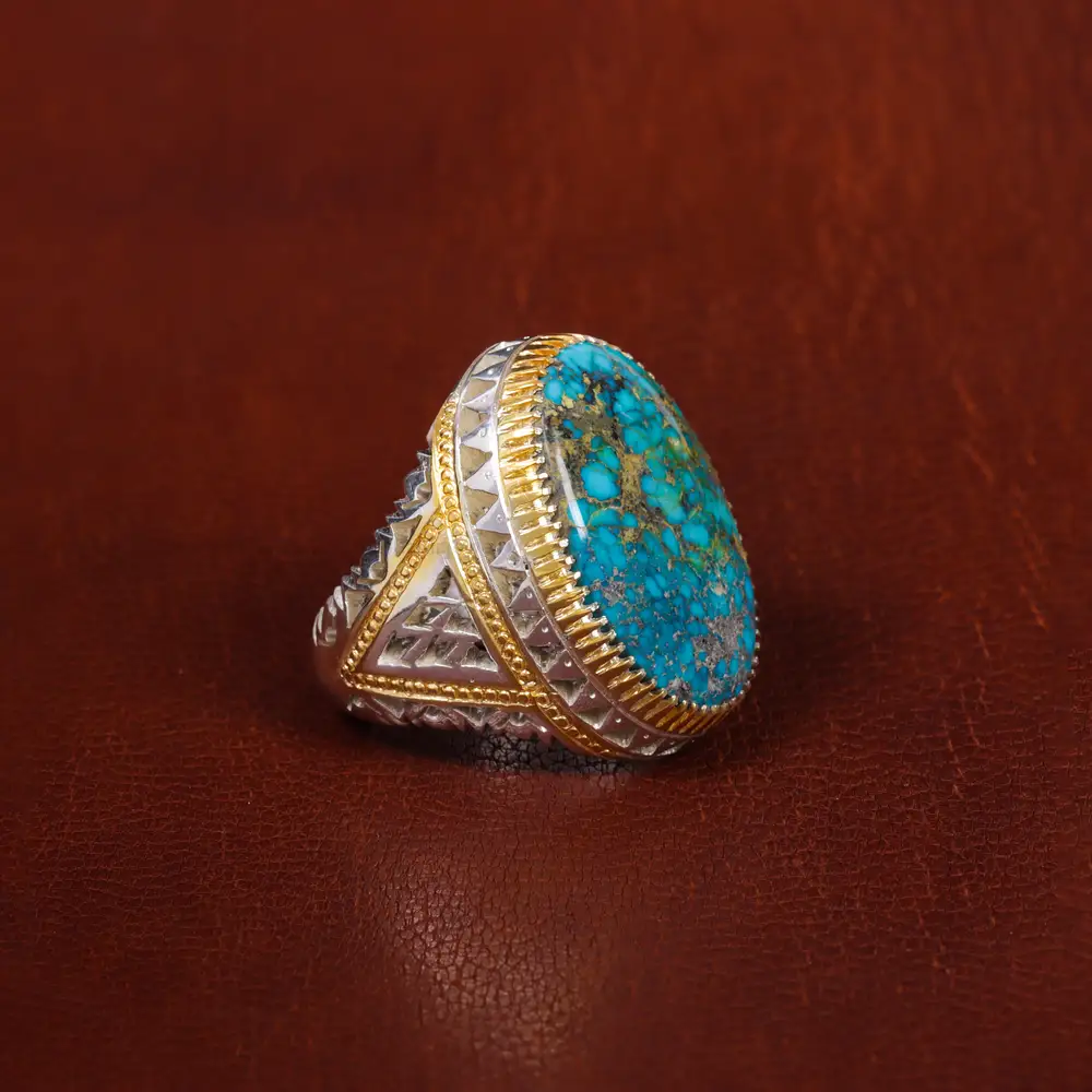 انگشتر فیروزه شجری مردانه کد 17187