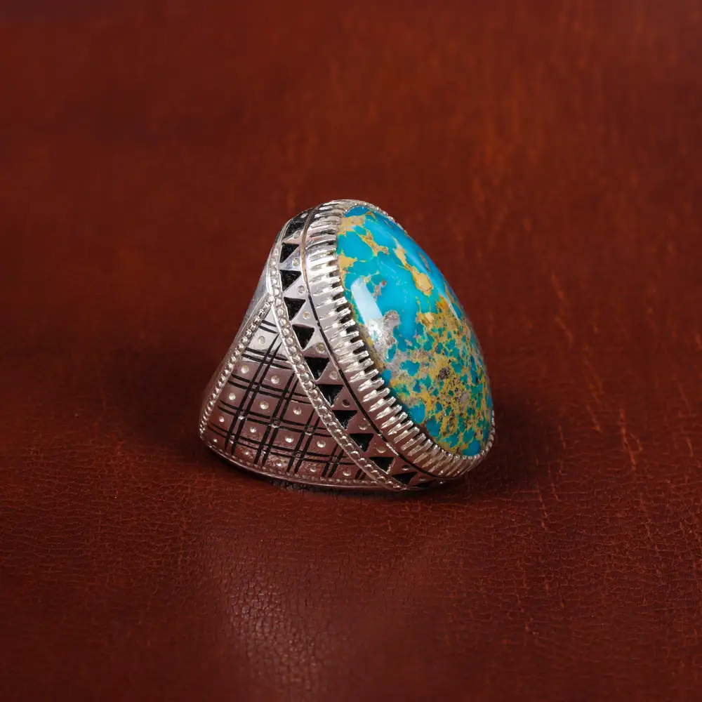 انگشتر فیروزه شجری مردانه کد 17190