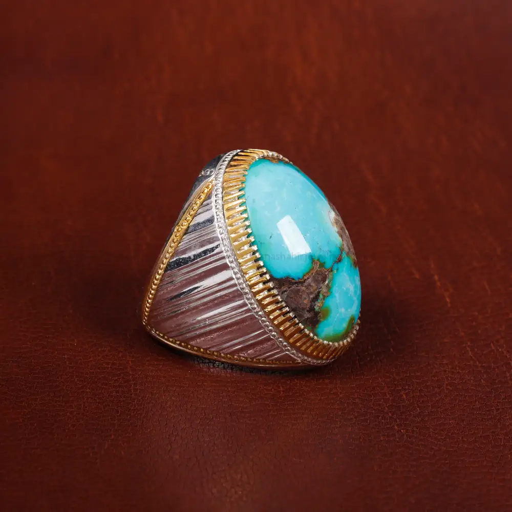 انگشتر فیروزه شجری مردانه کد 17193