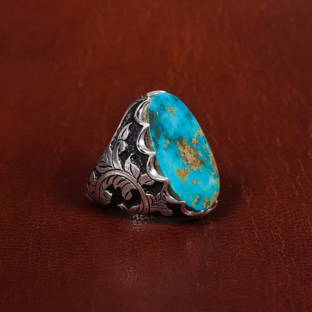 انگشتر فیروزه شجری مردانه کد 17204