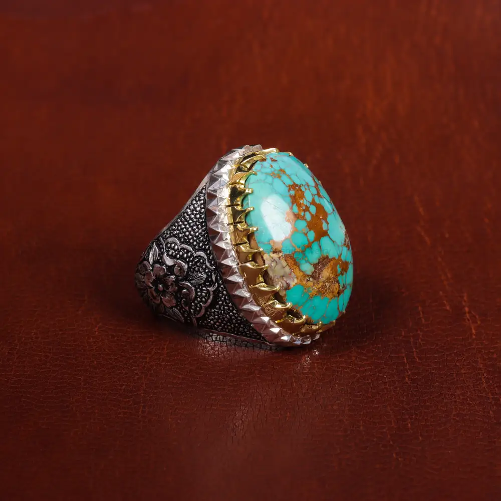 انگشتر فیروزه شجری مردانه کد 17218