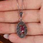 گردنبند یاقوت سرخ زنانه کد 16633