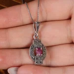 گردنبند یاقوت سرخ زنانه کد 16637