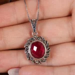 گردنبند سنتاتیک یاقوت زنانه کد 16642