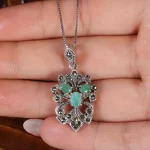 گردنبند زمرد زنانه کد 16651