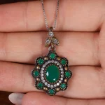 گردنبند سنتاتیک زمرد زنانه کد 16652