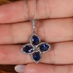 گردنبند سنتاتیک یاقوت کبود زنانه کد 16659