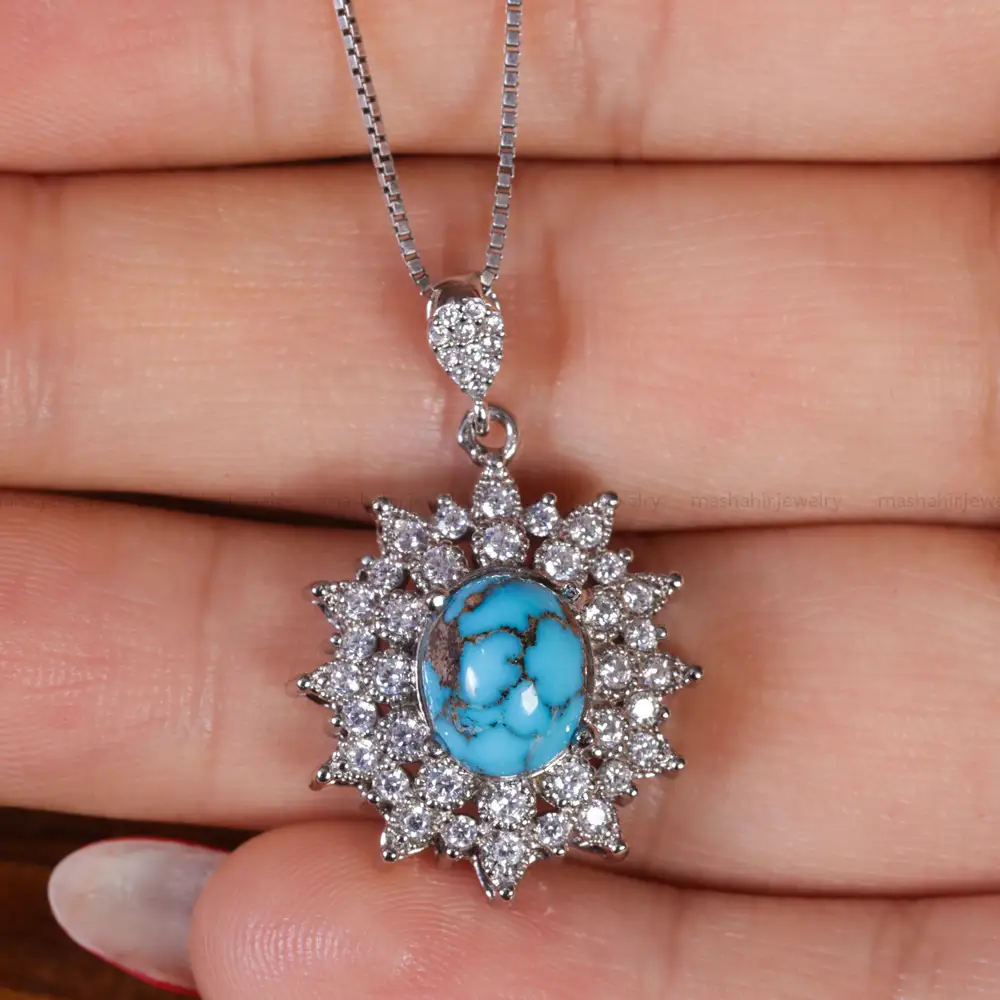 گردنبند فیروزه زنانه کد 16674